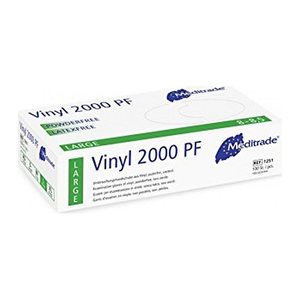 Meditrade® unisex Einmalhandschuhe Vinyl 2000 PF transparent Größe M, 100 St.