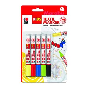 Marabu KiDS Textilmarker farbsortiert 3,0 mm, 5 St.