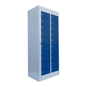 LÜLLMANN Schließfachschrank enzianblau, lichtgrau 526301, 20 Schließfächer 74,0 x 50,0 x 180,0 cm