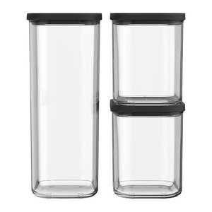 MEPAL Vorratsdosen-Set Modula schwarz 1,0/1,5/2,0 l, 1 Set