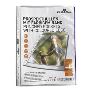 DURABLE Prospekthüllen PREMIUM DIN A4 blau klar 0,08 mm, 10 St.
