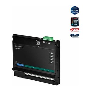 TRENDnet Industrial Switch 10-Port Gbit PoE+ WallM. FrontAcc