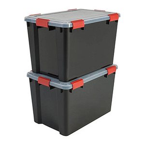 IRIS Ohyama AT-LD BkR/C/D.Red Aufbewahrungsboxen 2x 70,0 l schwarz, transparent, rot 29,0 x 59,0 x 38,0 cm, 2 St.