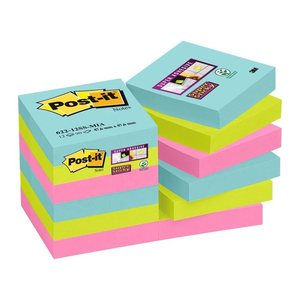 Post-it® Super Sticky Cosmic Haftnotizen extrastark farbsortiert, 12 Blöcke