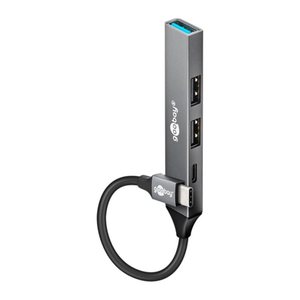 goobay USB-Hub Slim 4-fach grau