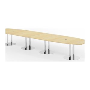 HAMMERBACHER Konferenztisch KT52S ahorn Tonnenform, Rundrohr chrom, 520,0 x 85,0 - 130,0 x 74,0 cm