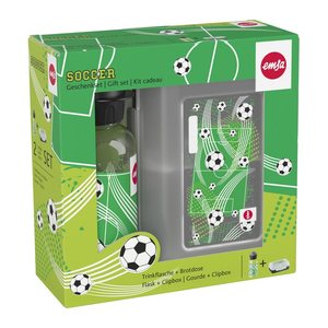 emsa Kinder Trinkflasche & Lunchbox Fußball transparent, 1 Set