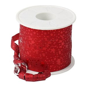 PRÄSENT Geschenkband Glitter Star mattglänzend rot 10,0 mm x 100,0 m