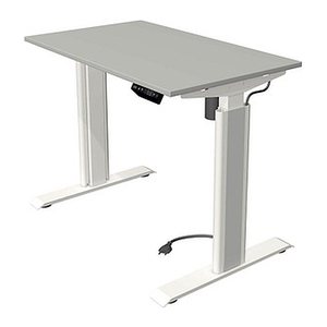 Kerkmann Move 1 advance elektrisch höhenverstellbarer Schreibtisch lichtgrau rechteckig, T-Fuß-Gestell weiß 100,0 x 60,0 cm