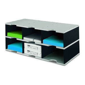 styro Sortierstation Styrodoc Jumbo Grundeinheit grau/schwarz mit 6 Fächern