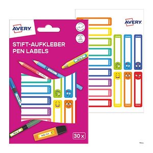 AVERY Zweckform Stiftetiketten Gesichter, farblich sortiert 50,0 x 10,0 mm, 30 Etiketten