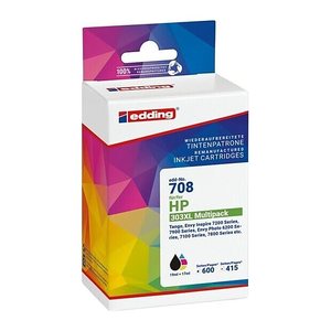 edding EDD-708 schwarz, color Druckerpatronen kompatibel zu HP 303XL (T6N04AE/T6N03AE), 2er-Set