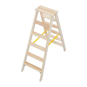 KRAUSE Stehleiter beidseitig Stabilo natur 2x 6 Stufen, H: 140,0 cm