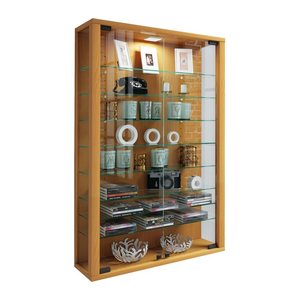 VCM my home Vitrosa Mini Vitrine buche 8 Fachböden mit Beleuchtung