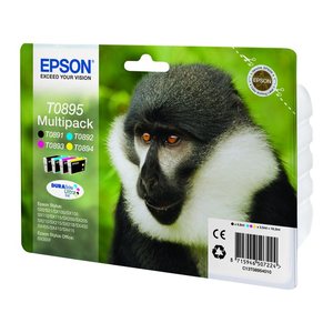 EPSON T0895 (Affe) schwarz, cyan, magenta, gelb Druckerpatronen, 4er-Set