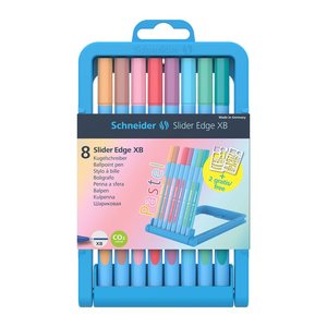 Schneider Kugelschreiber Slider Edge XB Pastell hellblau/dunkelblau, Schreibfarbe: farbsortiert, 8 St.