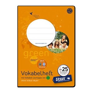 Ursus® Vokabelheft OE Recycling Lineatur 26 liniert DIN A5 ohne Rand, 40 Blatt, 1 St.