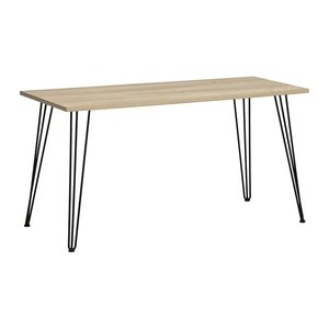 MÖBELPARTNER Emmik Schreibtisch weiß-eiche rechteckig, 4-Fuß-Gestell schwarz 138,0 x 60,0 cm