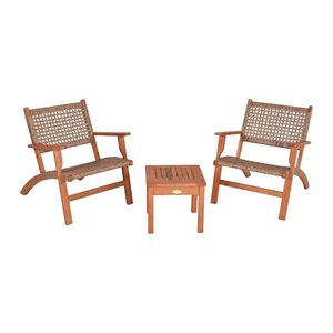 Garden Pleasure Sitzgruppe SONORA, braun Kunststoff, Holz, 3-teilig
