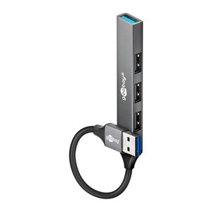goobay USB-Hub Slim 4-fach grau