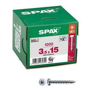 SPAX® Universalschrauben T15 Halbrundkopf WIROX 0201010350155 3,5 mm x 15 mm, 1.000 St.