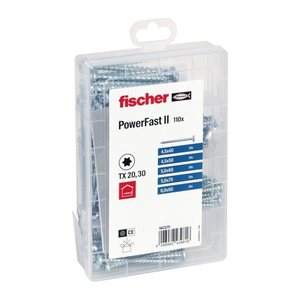 fischer Holzbauschrauben-Sortiment Meisterbox - PowerFast II PH VG TX 562275 4,5/5/6 mm x 40/50/60/70 mm