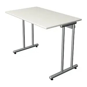 Kerkmann Smart office Schreibtisch weiß rechteckig, C-Fuß-Gestell silber 100,0 x 60,0 cm
