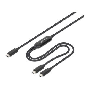 MANHATTAN Dual USB-C Ladekabel 100 W 2 m schwarz