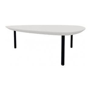 fm TRESTA Beistelltisch dreieckig abgerundet MDF-Platte weiß 98,0 x 91,0 x 31,0 cm, 1 St.