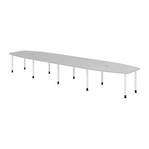 HAMMERBACHER Konferenztisch KT52C lichtgrau Tonnenform, Rundrohr weiß, 520,0 x 85,0/130,0 x 72,0 - 74,0 cm