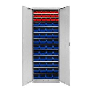 ADB Stahlschrank 40829 lichtgrau 12 Fachböden 71,0 x 30,0 x 195,0 cm, aufgebaut, 1 St.