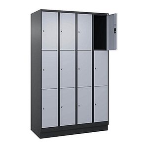 CP Schließfachschrank Classic PLUS schwarzgrau, weißaluminium 080020-403 S10036, 12 Schließfächer 120,0 x 50,0 x 195,0 cm