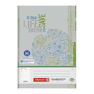 BRUNNEN Hausaufgabenheft Recycling Lineatur SL liniert DIN A5 ohne Rand, 48 Blatt, 1 St.