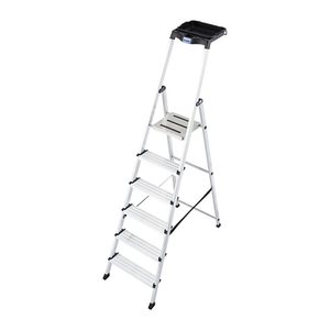 KRAUSE Stehleiter einseitig MONTO Secury mit Multi-Grip silber 6 Stufen, H: 210,0 cm
