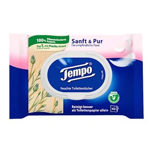 Tempo Feuchtes Toilettenpapier Sanft & Pur 1-lagig, 42 Tücher