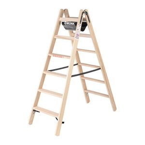 MUNK Stehleiter beidseitig 33812 natur 2x 6 Sprossen, H: 180,0 cm