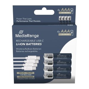 MediaRange USB-Akkus mit Ladekabel Li-Ion Micro AAA 500 mAh, 4 St.
