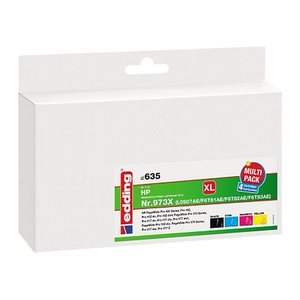 edding EDD-635 schwarz, cyan, magenta, gelb Druckerpatronen kompatibel zu HP 973X (L0S07AE, F6T81AE, F6T82AE, F6T83AE), 4er-Set