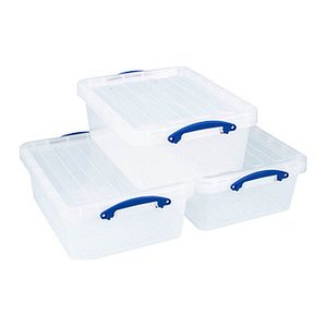 Really Useful Box Aufbewahrungsboxen 3x 23,5 l transparent 50,0 x 39,5 x 19,5 cm, 3 St.