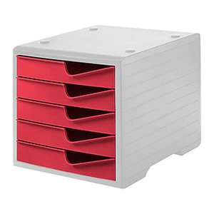 styro Schubladenbox styroswingbox  cranberry 275-8430.2281, DIN A4 mit 5 Schubladen, 1 St.