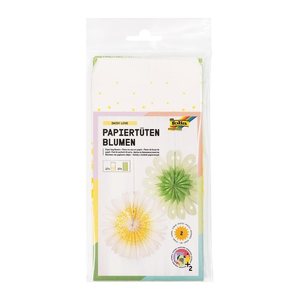 folia Papiertüten für Dekoblumen Daisy Love weiß/grün