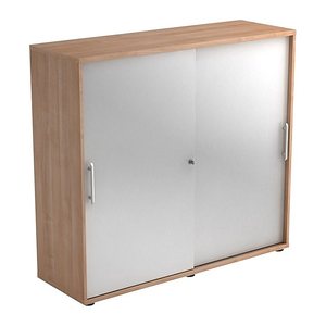 HAMMERBACHER Schiebetürenschrank, V1753S/N/S/RE nussbaum, silber 2 Fachböden 120,0 x 40,0 x 110,0 cm