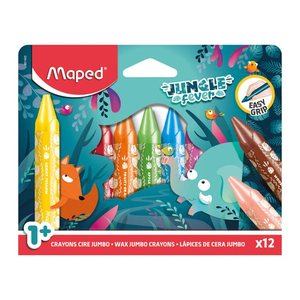 maped JUNGLE fever Jumbo Wachsmalstifte farbsortiert, 12 St.