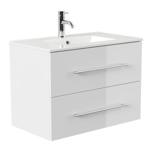 POSSEIK Waschbecken mit Unterschrank HOMELINE 80 weiß glanz 81,0 x 46,0 x 61,0 cm