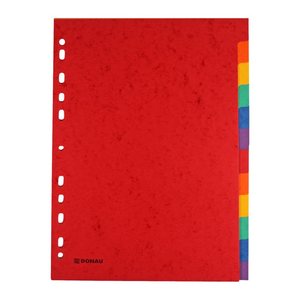 DONAU Register DIN A4 Vollformat 12 rot, orange, gelb, grün, blau, lila 12-teilig, 1 Satz