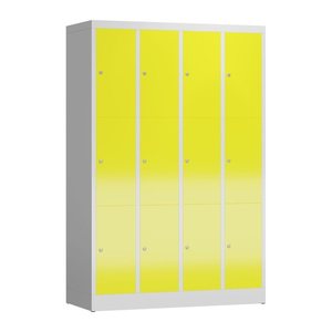 ClassiX Schließfachschrank lichtgrau, zinkgelb X-520346, 12 Schließfächer 118,5 x 50,0 x 180,0 cm
