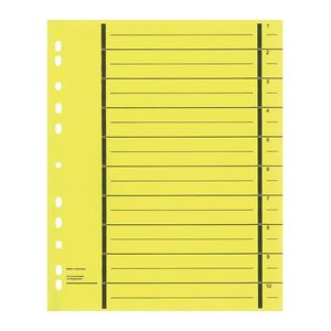 Wekre Trennblätter DIN A4 1-10 gelb, 190 g/qm, 50 St.