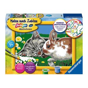 Ravensburger Malen-nach-Zahlen Kätzchen und Häschen mehrfarbig