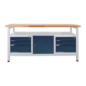 ADB Werkbank lichtgrau, anthrazitgrau 6 Schubladen 170,0 x 60,0 x 84,0 cm