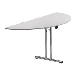 SODEMATUB Mehrzwecktisch lichtgrau halbrund, Rundrohr chrom, 140,0 x 70,0 x 74,0 cm